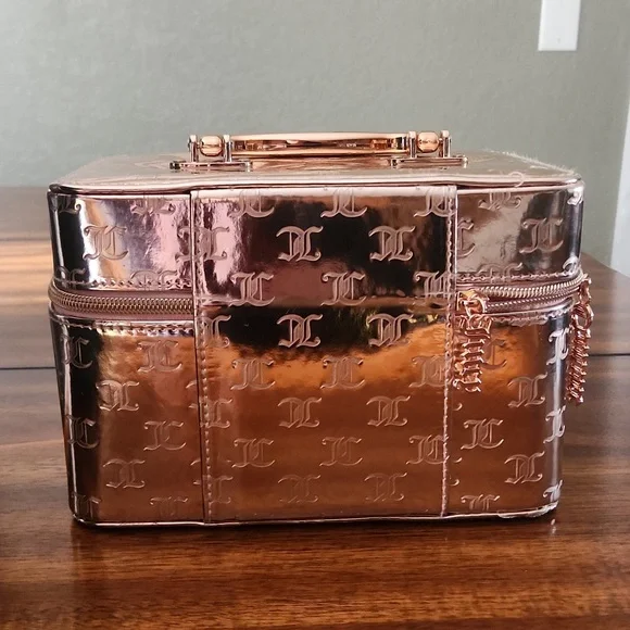 Juicy Couture Metallic Rose Gold Travel Cosmetic Case - Picture 2 of 16